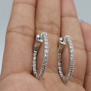14Kt Gold 1.29 Ct Lab Grown Diamond Huggie Hoop Earrings